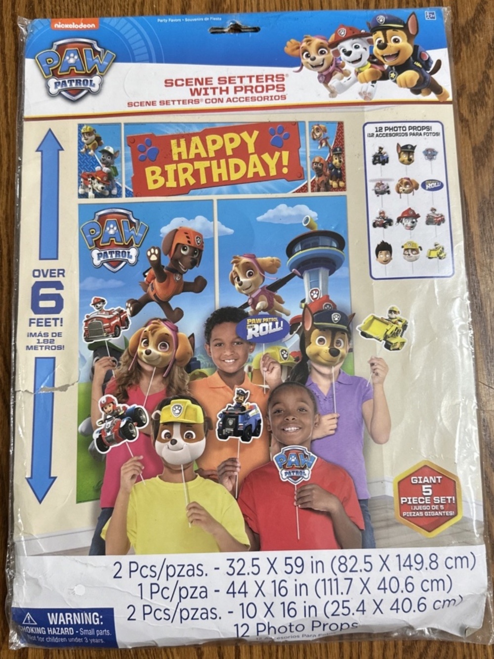 Paw Patrol Scene Setters With Props. Happy Birthday Party Decoration Poster Mask